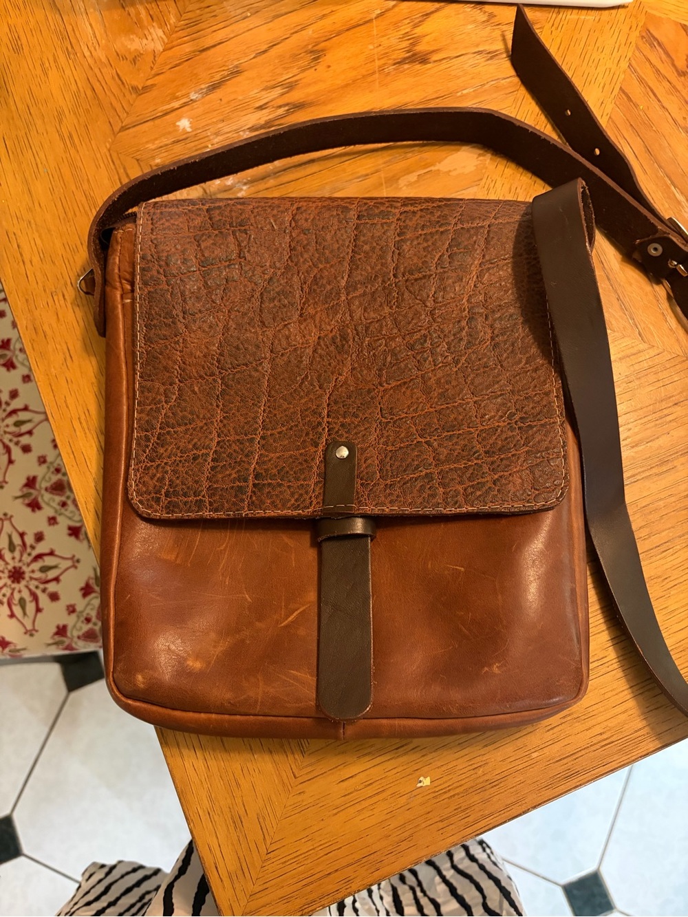 Brown handmade Leather Crossbody Bag